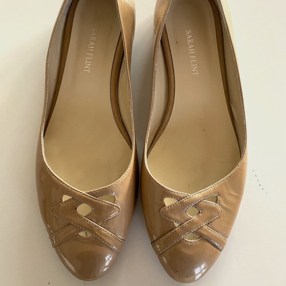 Sarah Flint Nude Patent-Leather Ballet Flats Size 40 Made in Italy